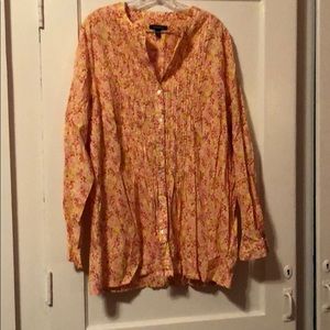 Land’s End Floral Print Long  Sleeved Shirt - 2X